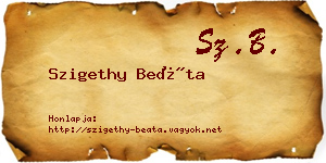 Szigethy Beáta névjegykártya